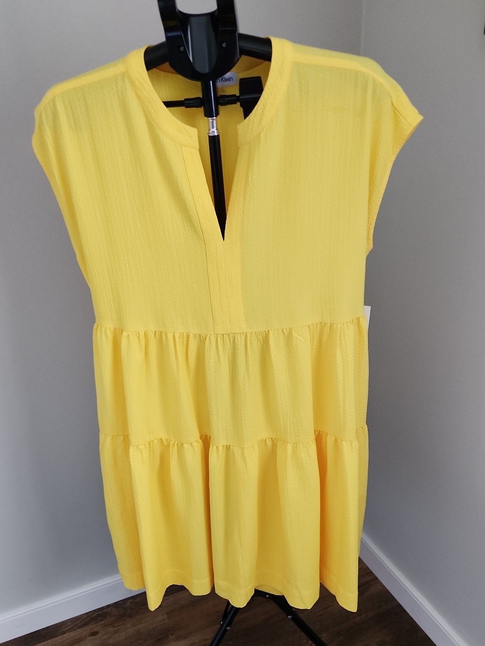 Calvin Klein Bright Yellow Tiered Summer Dress Size 10